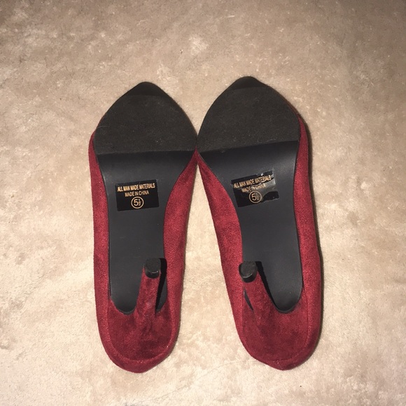 Red suede heels 👠 designed by ollio size 5.5 - Picture 7 of 10